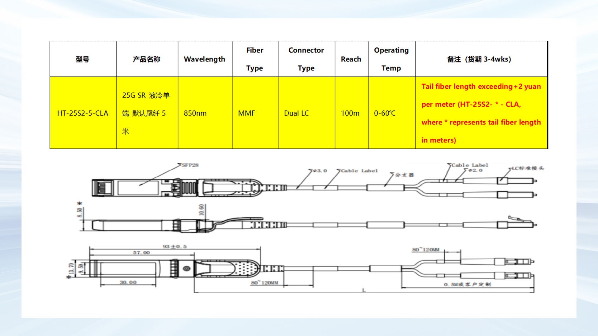 HT-25S2-5-CLA液冷光模塊